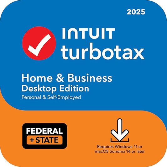 TurboTax Home & Business Desktop Edition 2025, Federal & State Tax Return [PC/Mac Download]